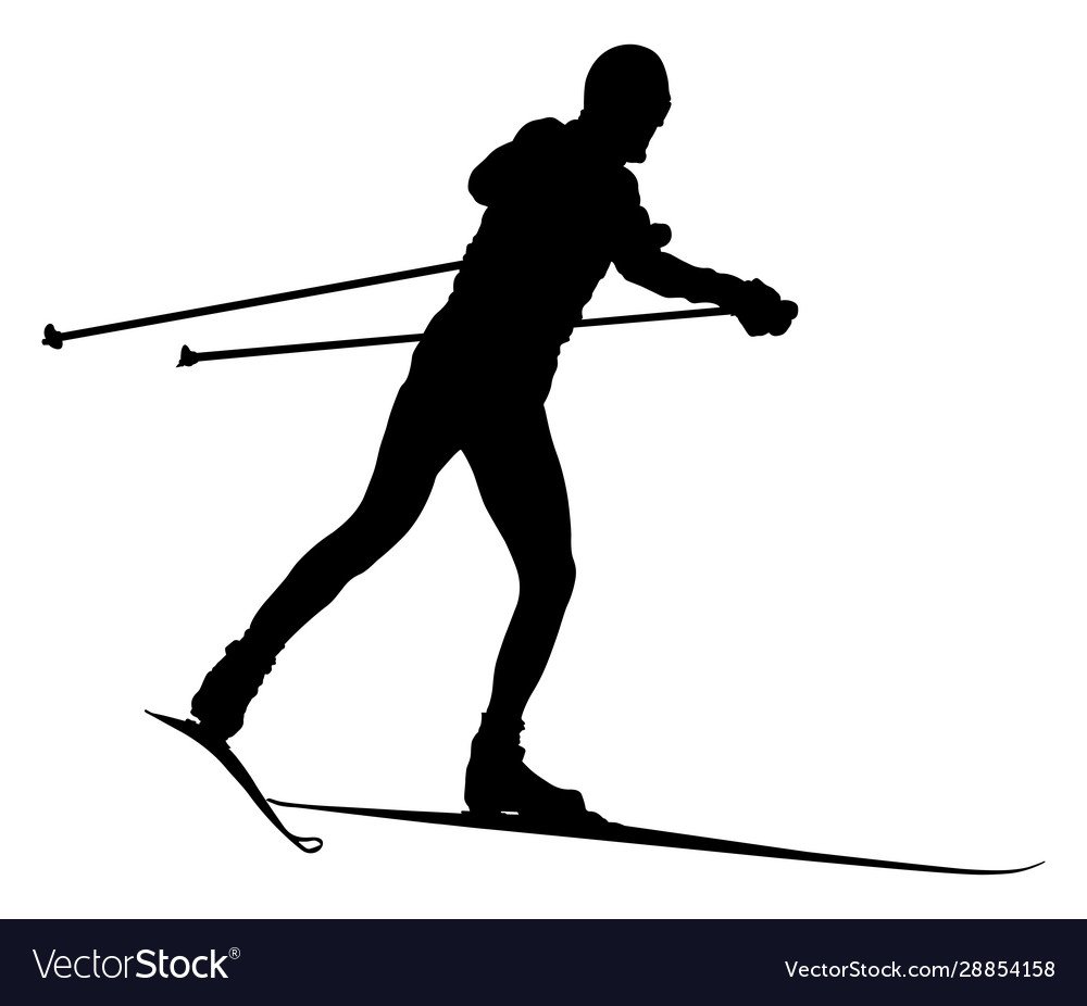Силуэт лыжника на прозрачном фоне