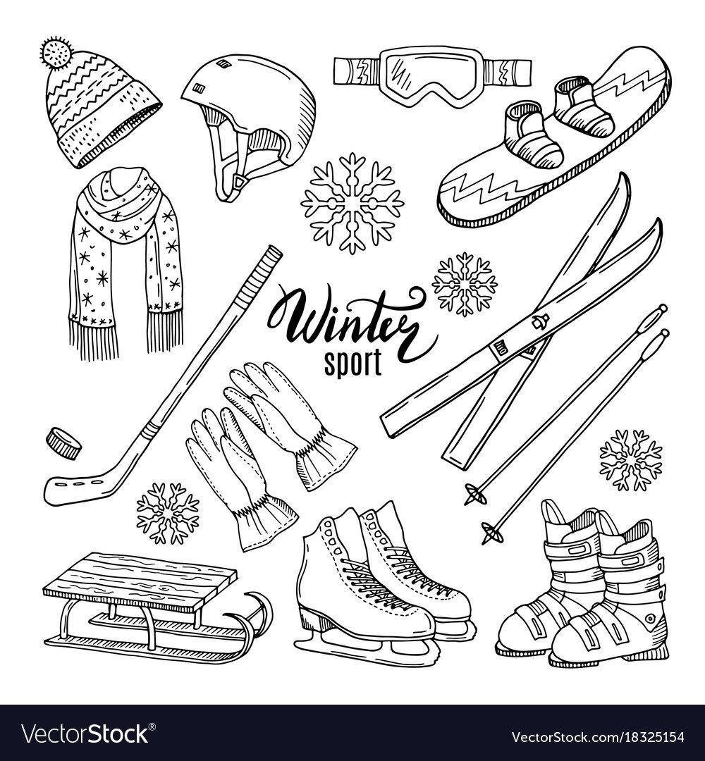 Горнолыжник рисунок карандашом