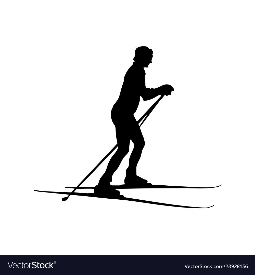 Силуэт девушки на лыжах