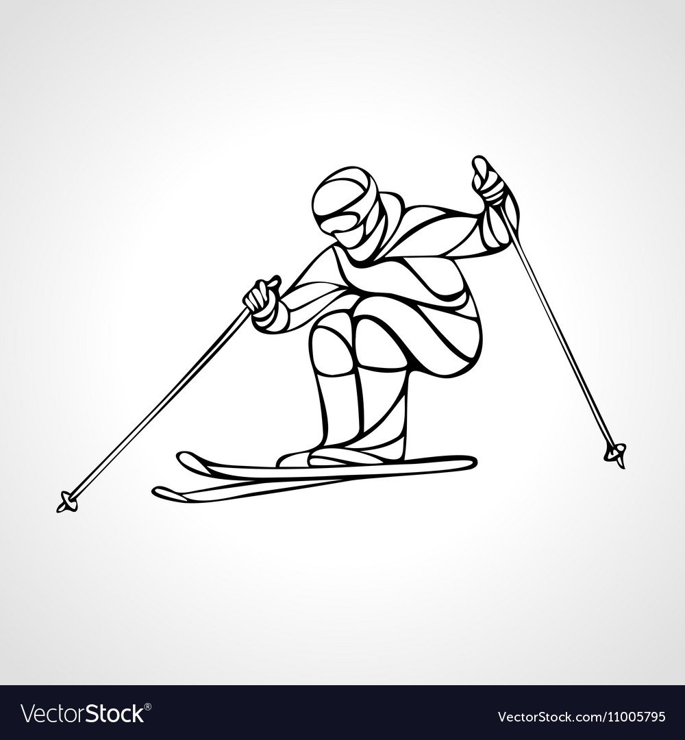 Лыжник контур вектор