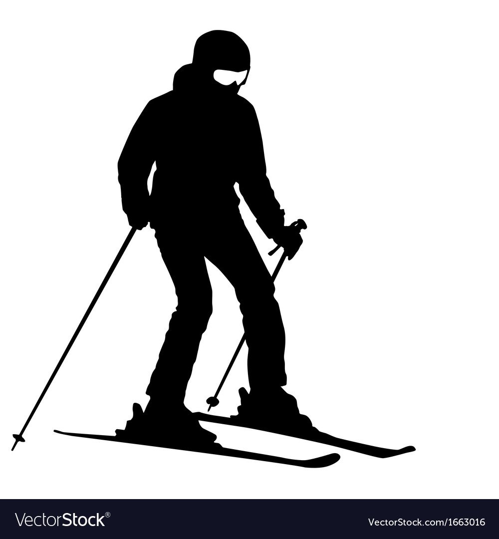 Черный силуэт лыжника