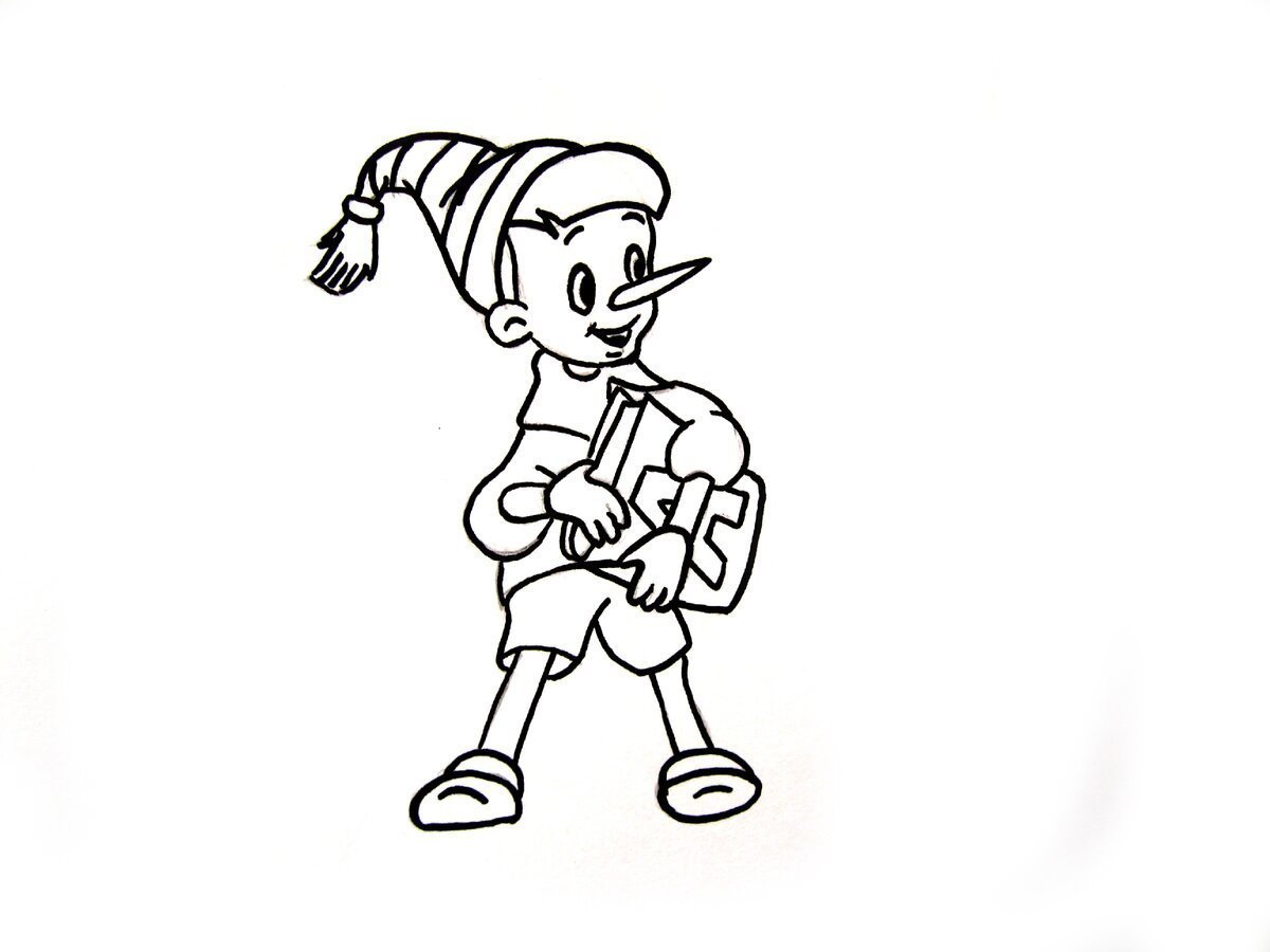 Раскраска бесплатно Буратино и Пиноккио