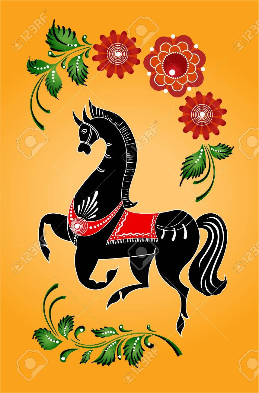 Мезенская роспись элементы росписи конь