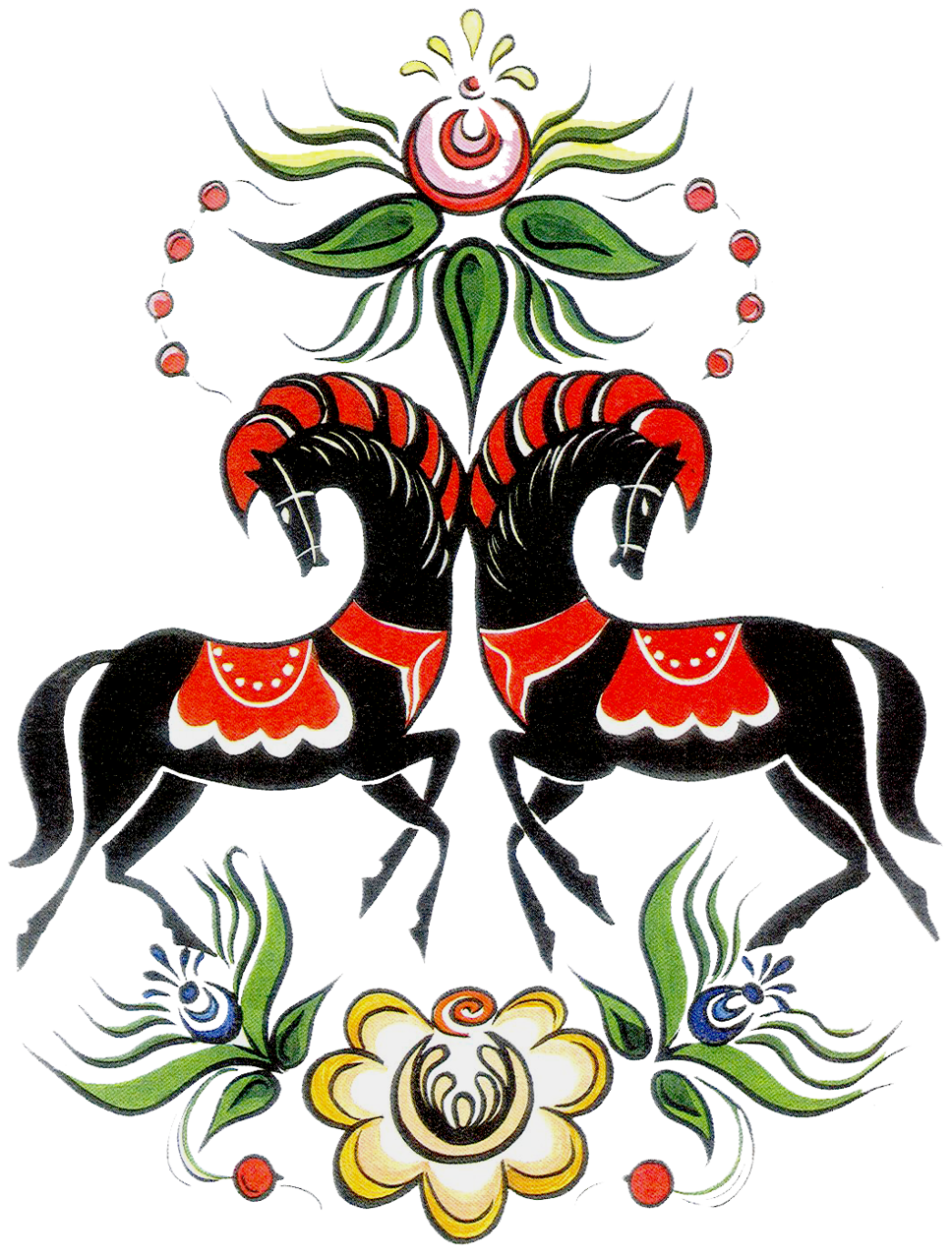 Городецкая роспись всадник