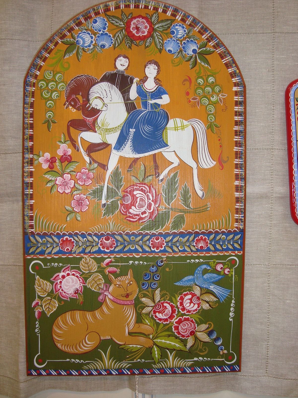 Элемент Городецкой росписи "Городецкий фазан"