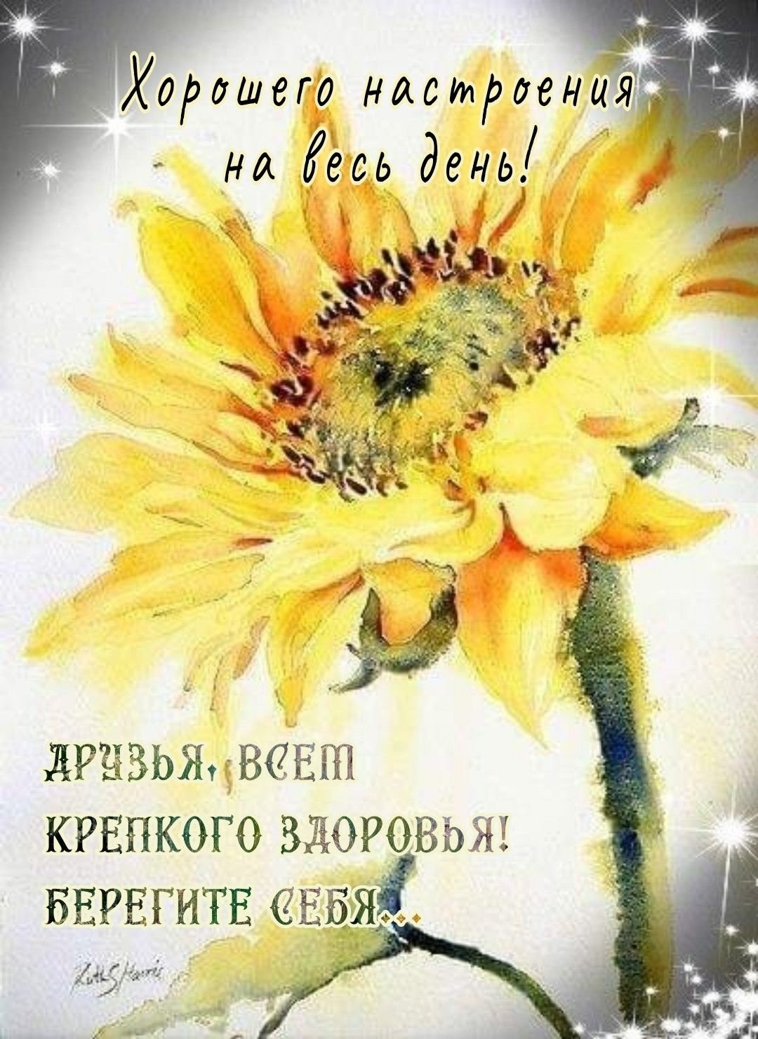 Подсолнухи картина акварель