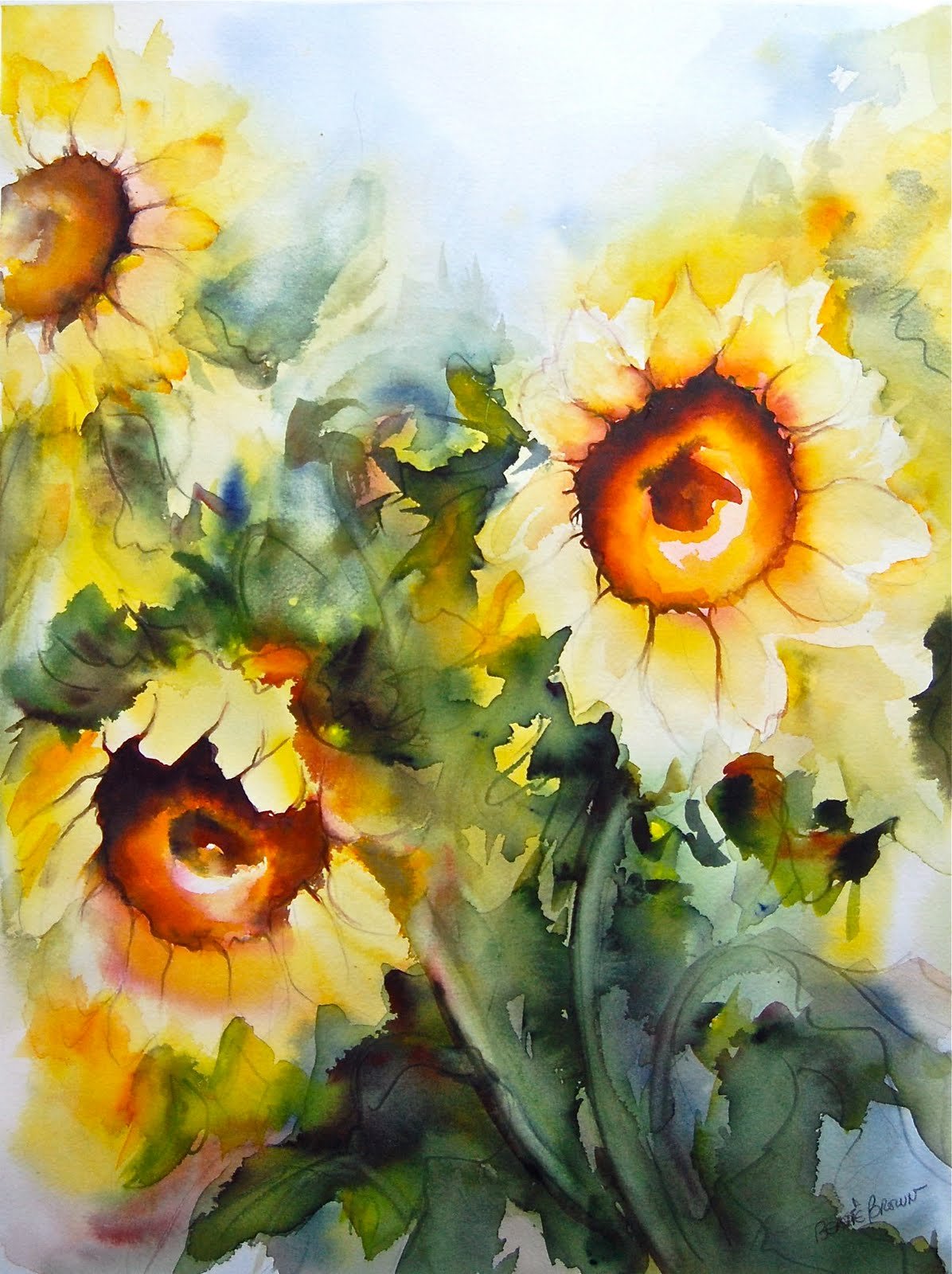 Старовит Екатерина Подсолнухи. Акварель