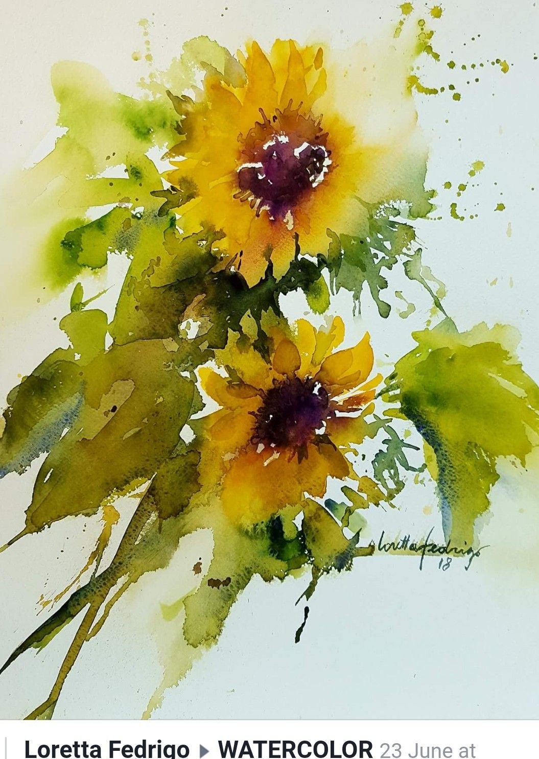 Подсолнухи акварелью