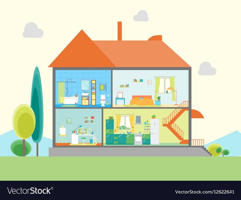 Дом в разрезе вектор