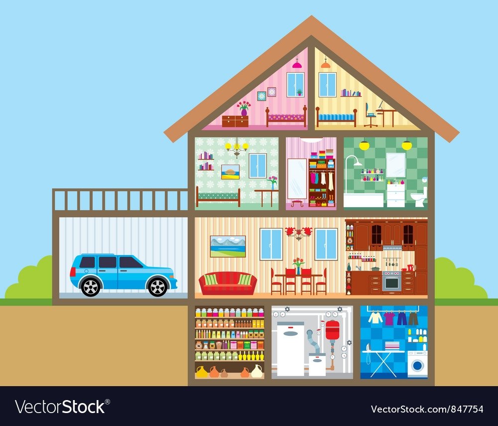 Дом в разрезе вектор