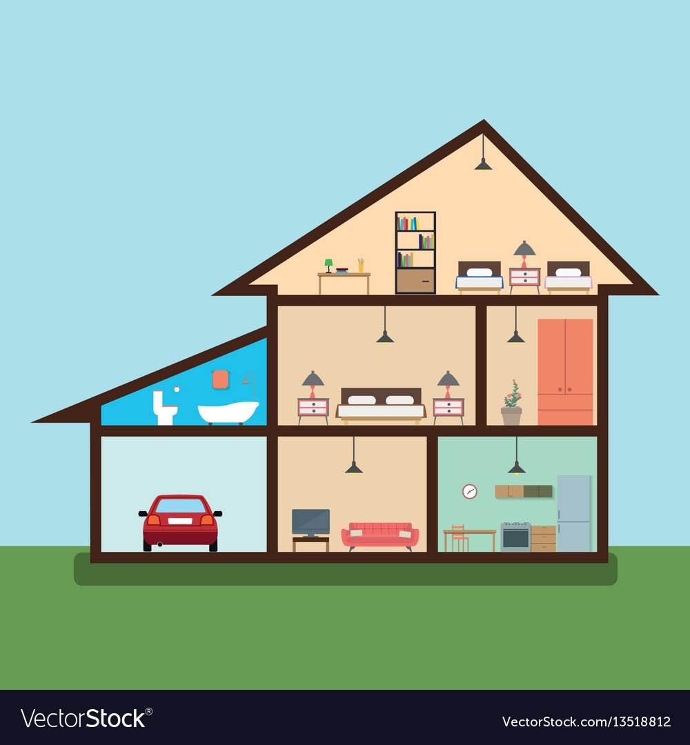 Изображение дома в разрезе