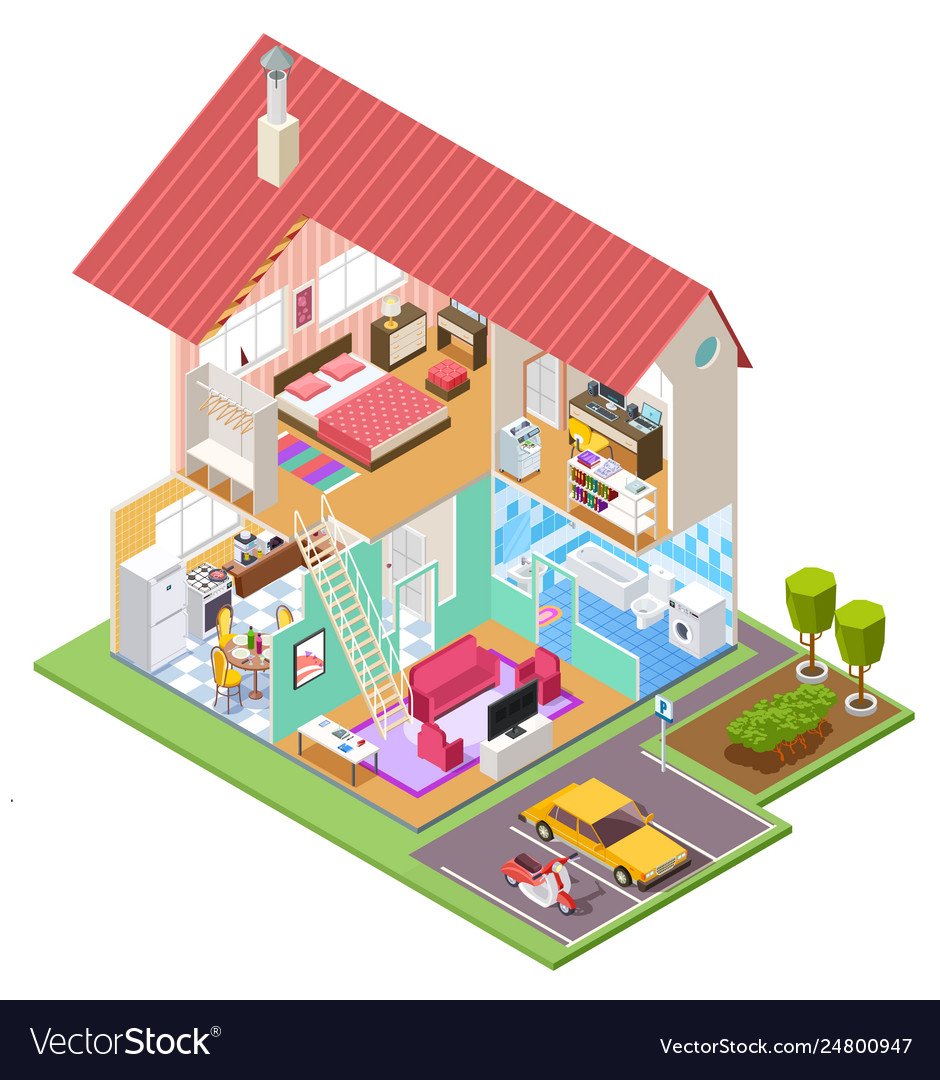 Дом в разрезе вектор