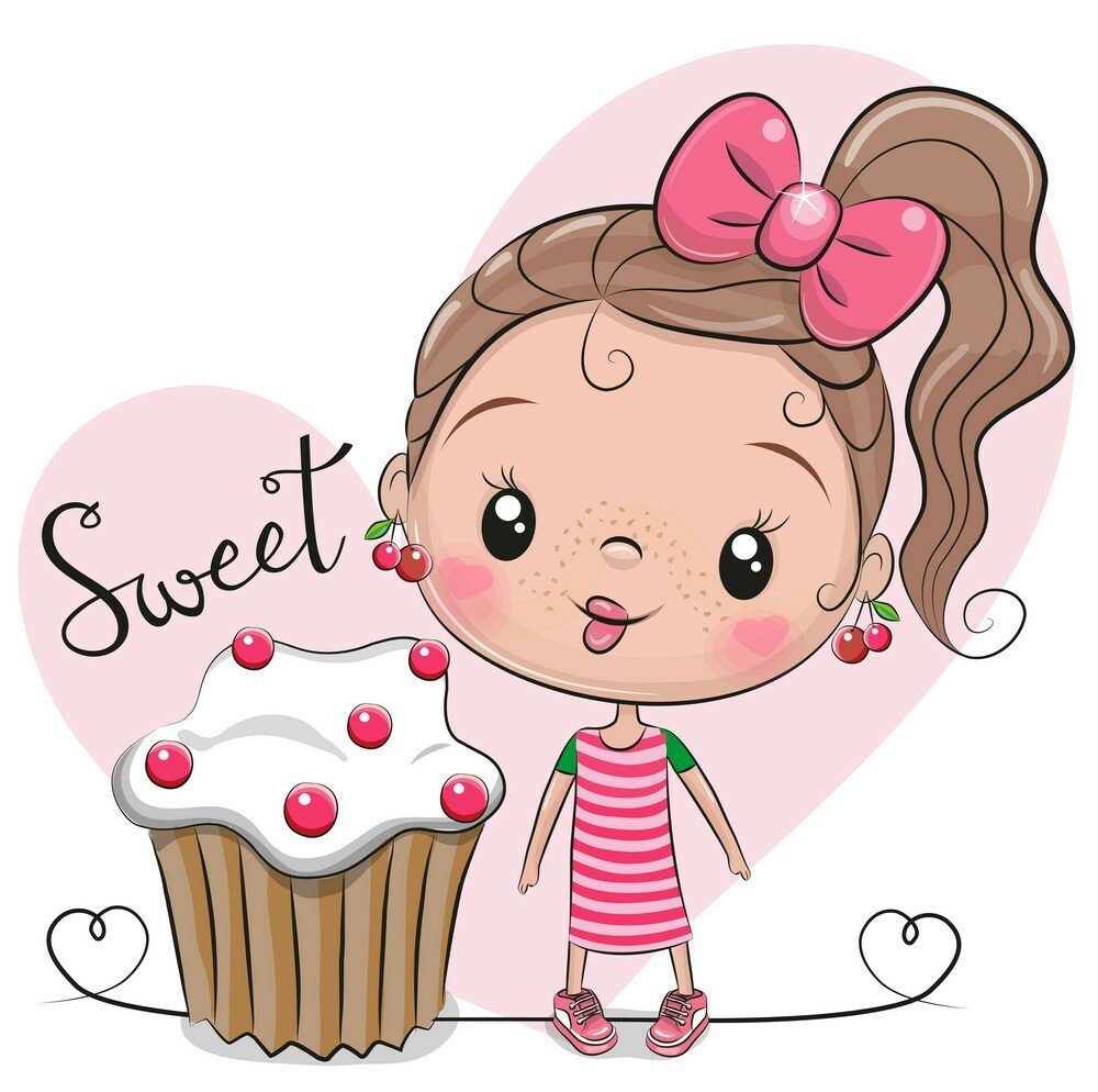 Нарисованная девочка на тортике