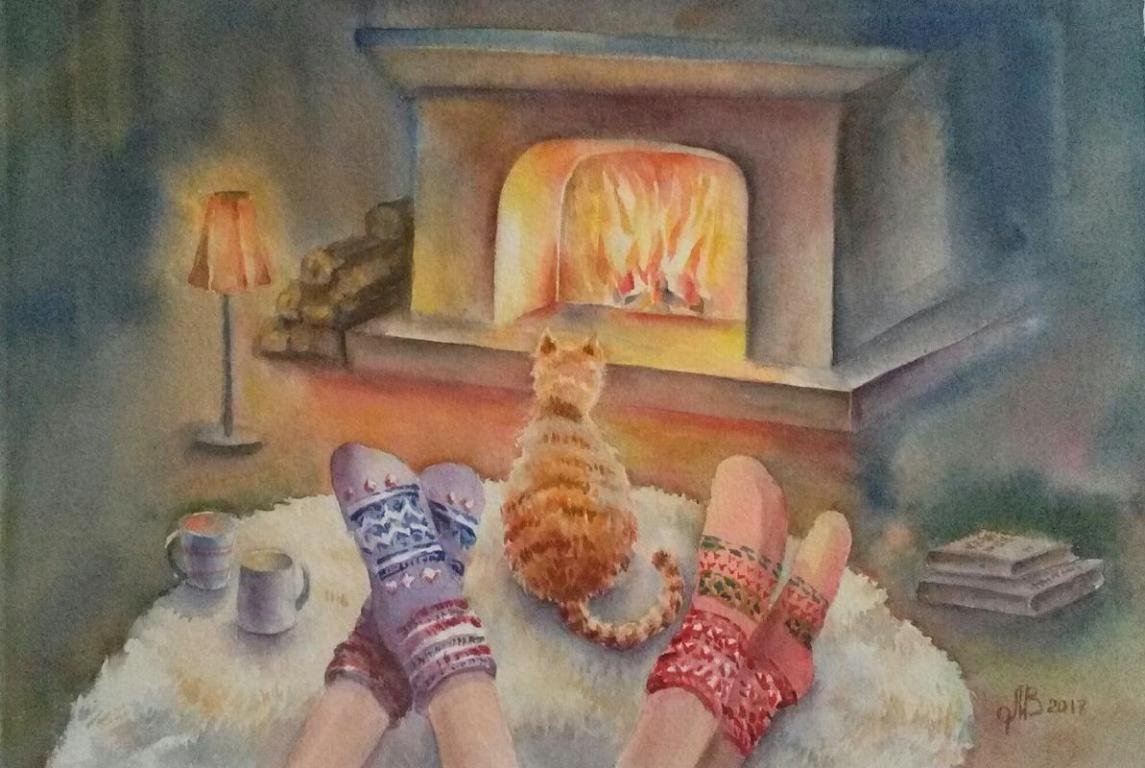 Кот на печке