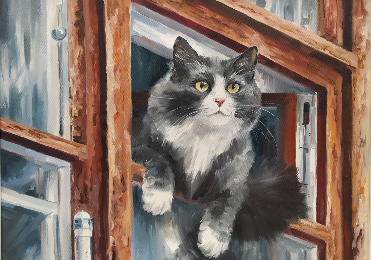 Теплый уютный камин и кот