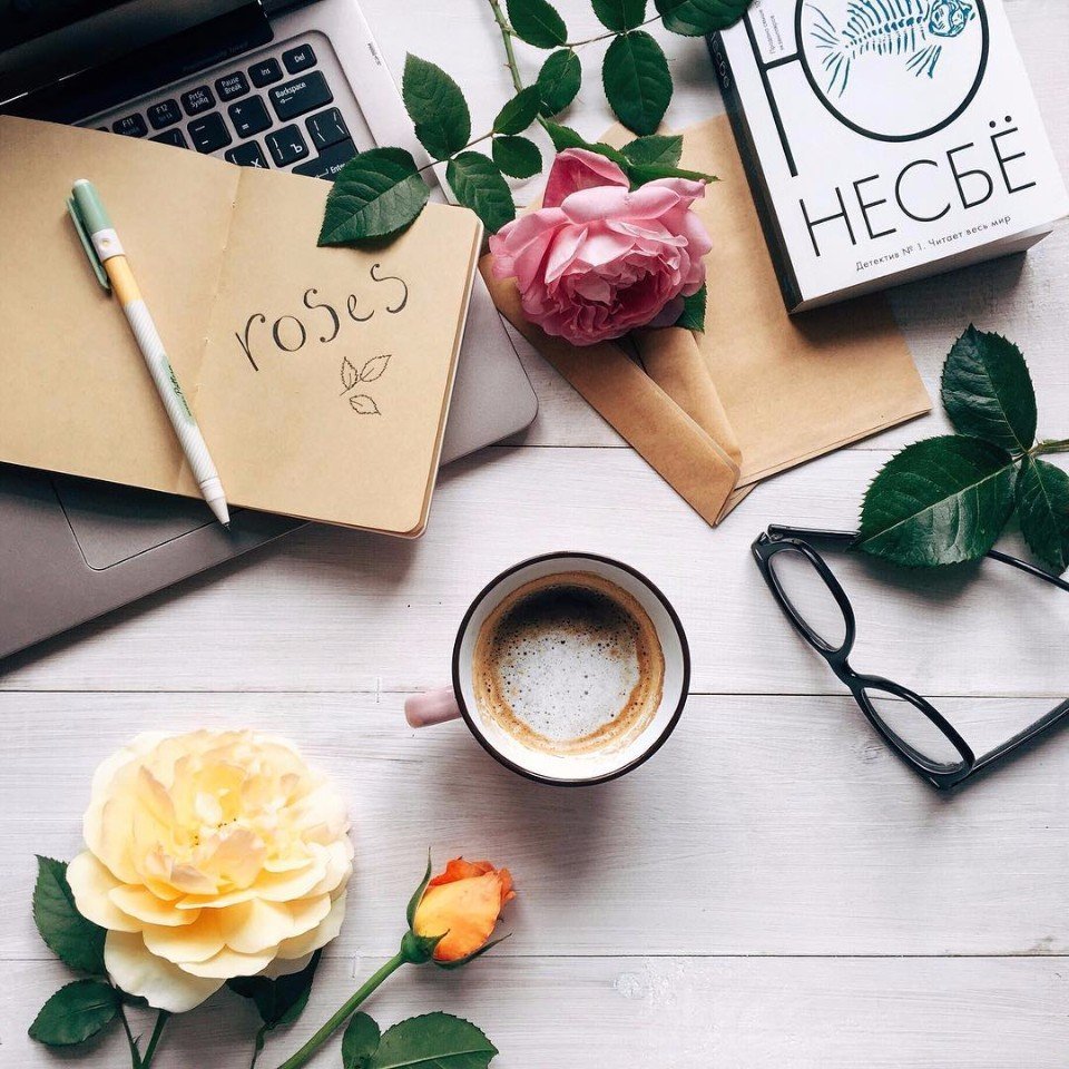 Цветы блокнот кофе