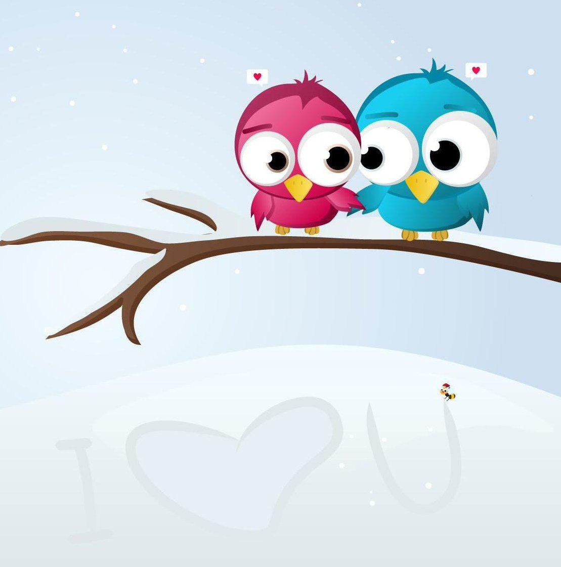 Мультяшные влюбленные птички