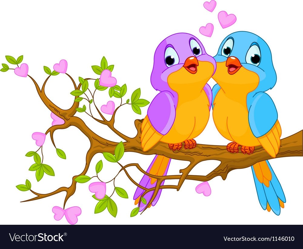 Птицы на ветке мультяшные