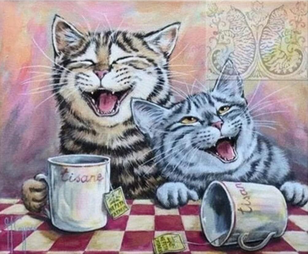 Кошка чаепитие