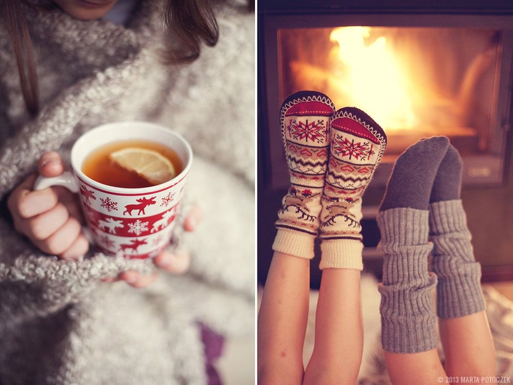 Девушка зима уют