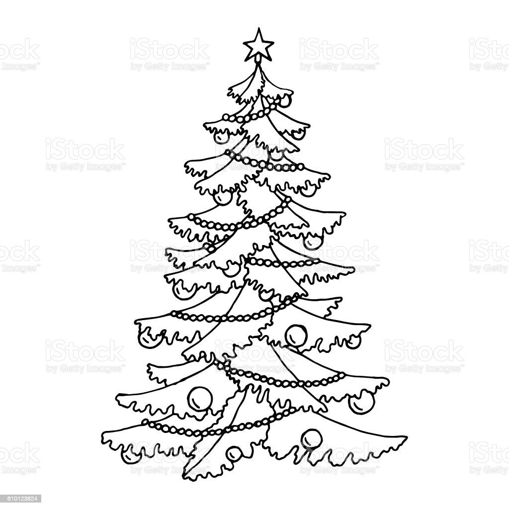 Раскраска елка Новогодняя