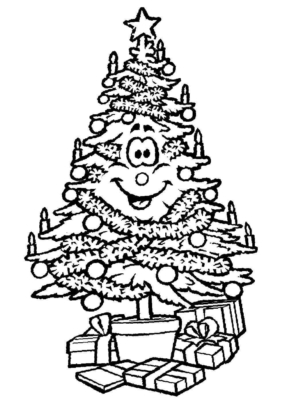 Контур елка карандашом