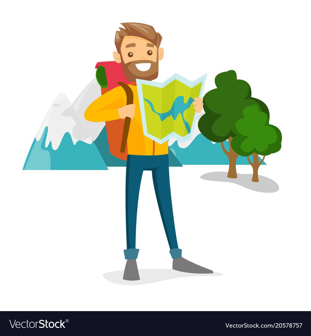 Путешественник на белом фоне