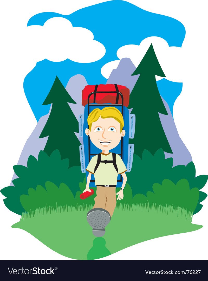 Юный турист с рюкзаком