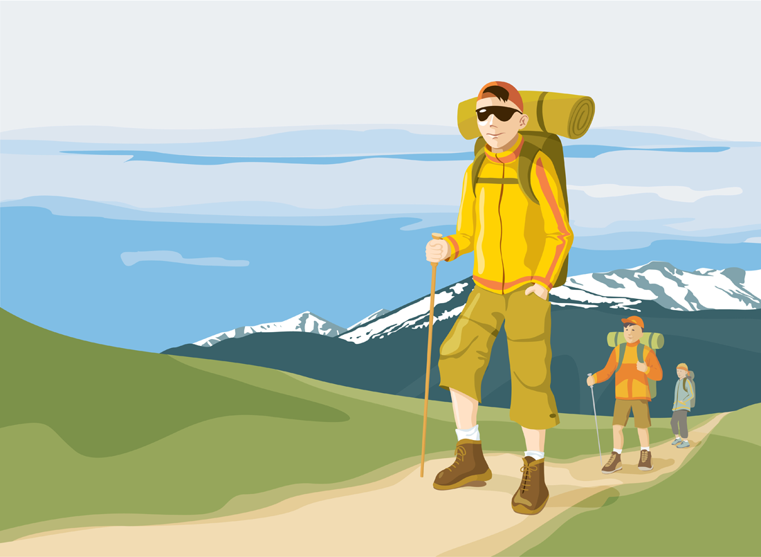 Горы поход иллюстрация