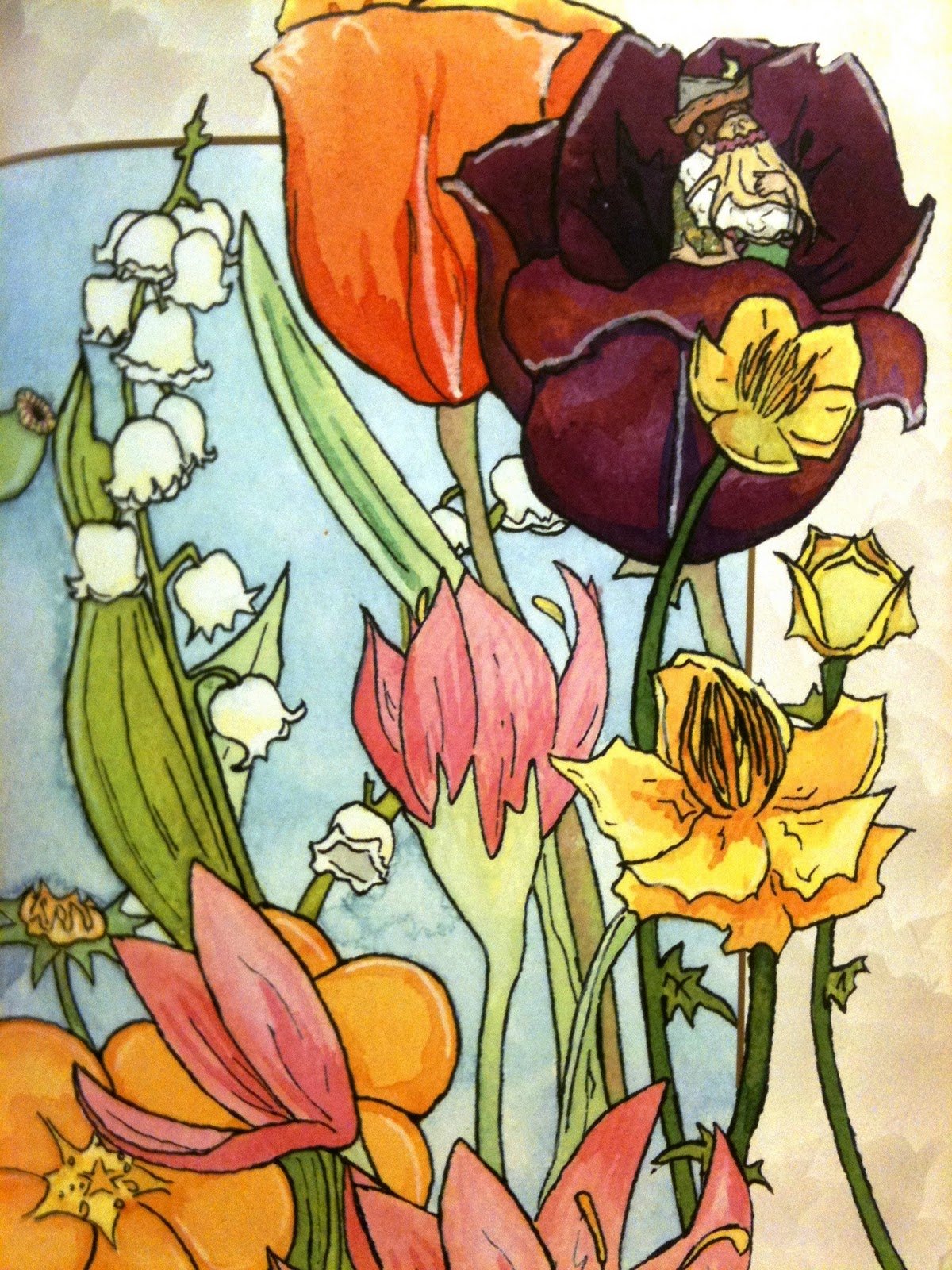 Дюймовочка акварель