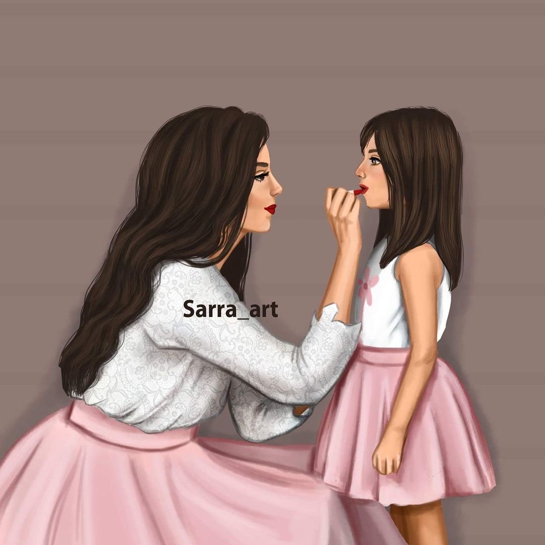 Мама с дочкой мультяшные