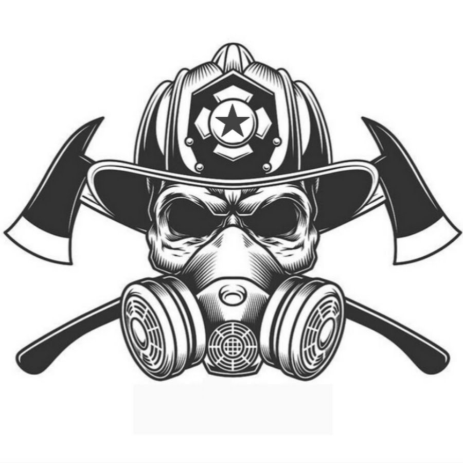 Череп в пожарной каске