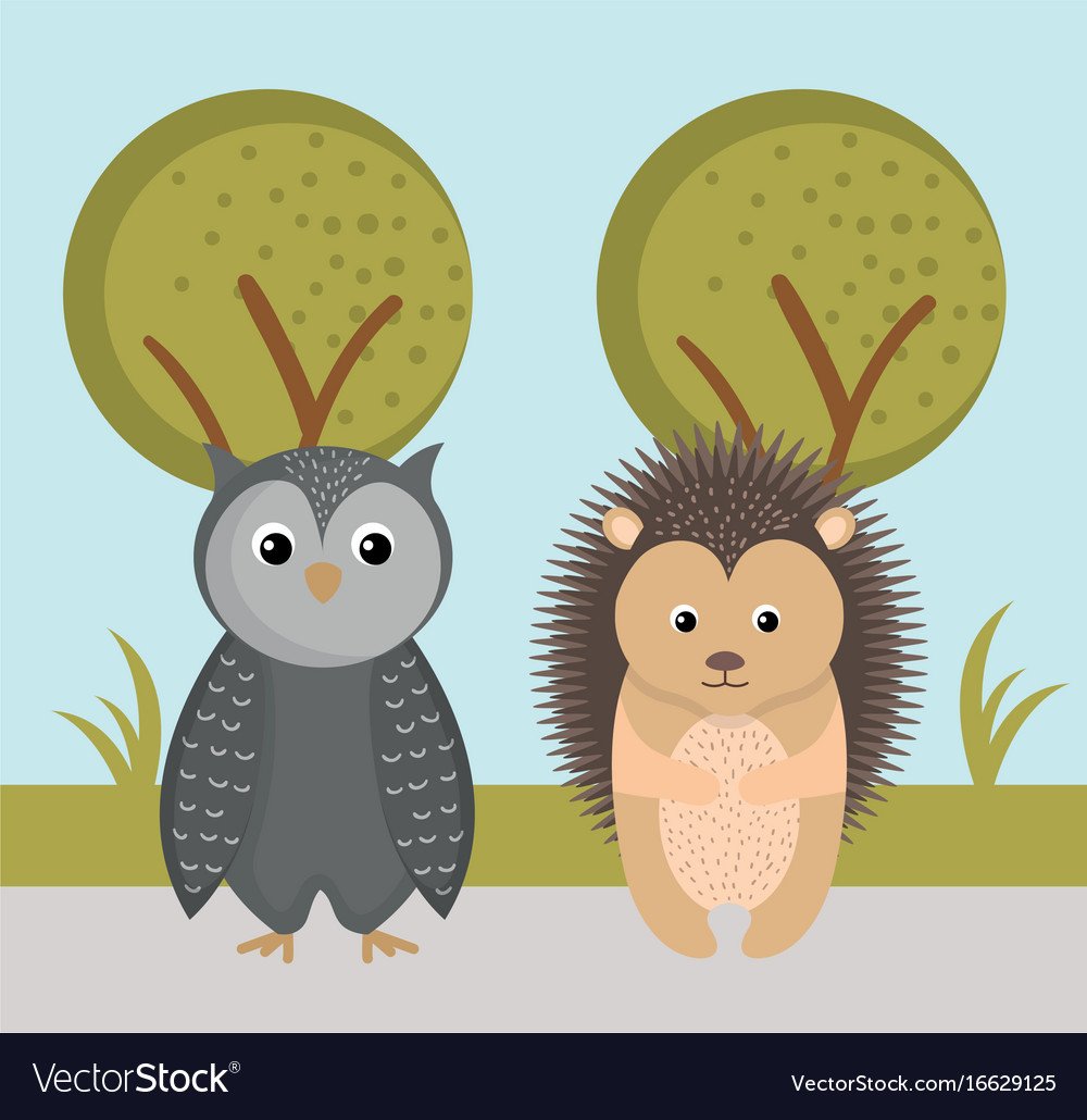 Филин с ежом