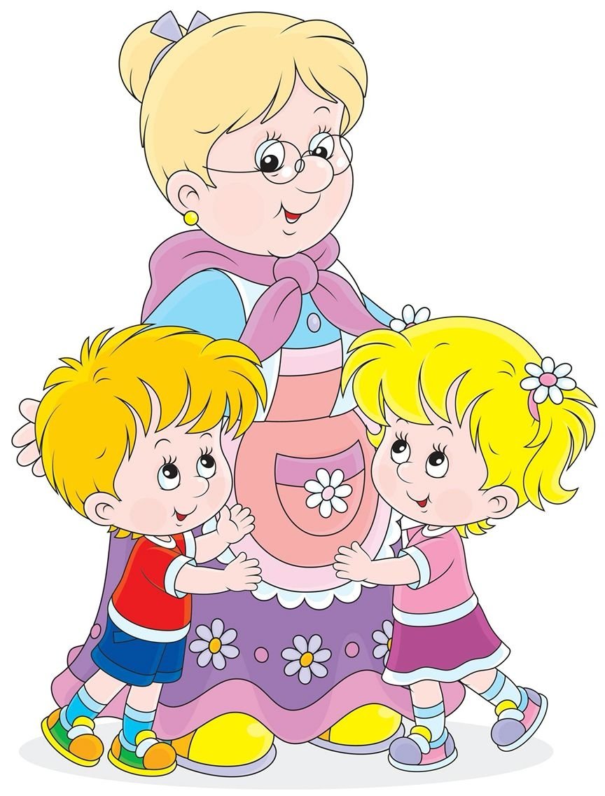 Бабушка с внуками рисунок