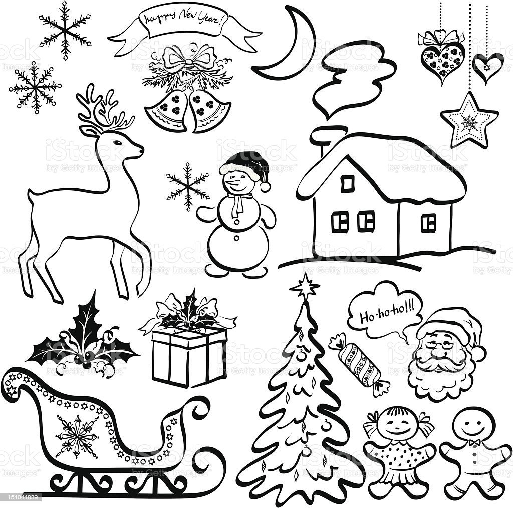 Новогодний пейзаж раскраска