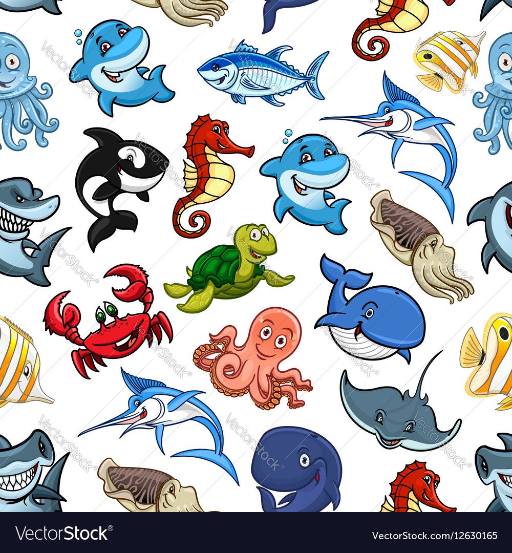 Осьминог акула и рыба и акула