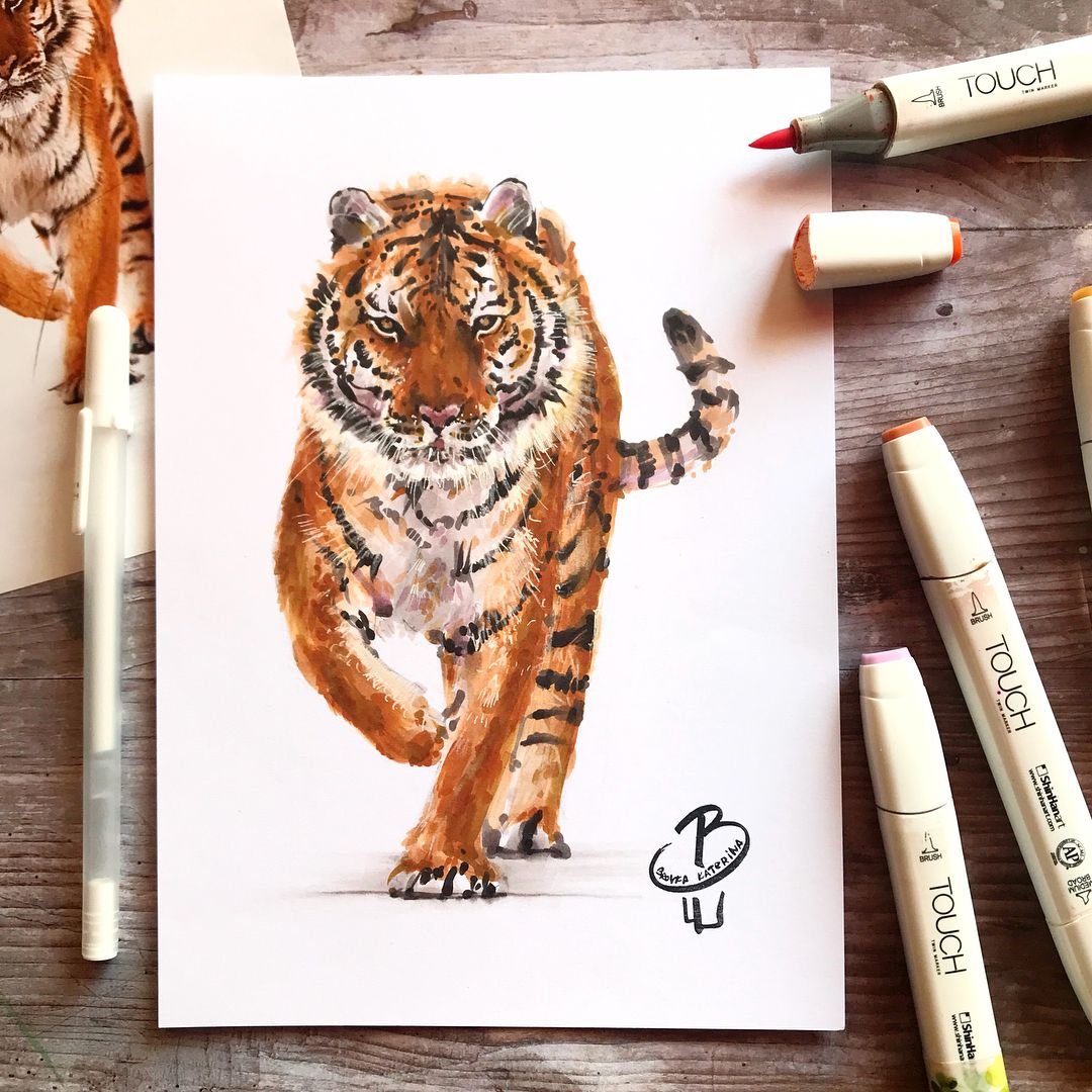 Тигр милый мультяшный