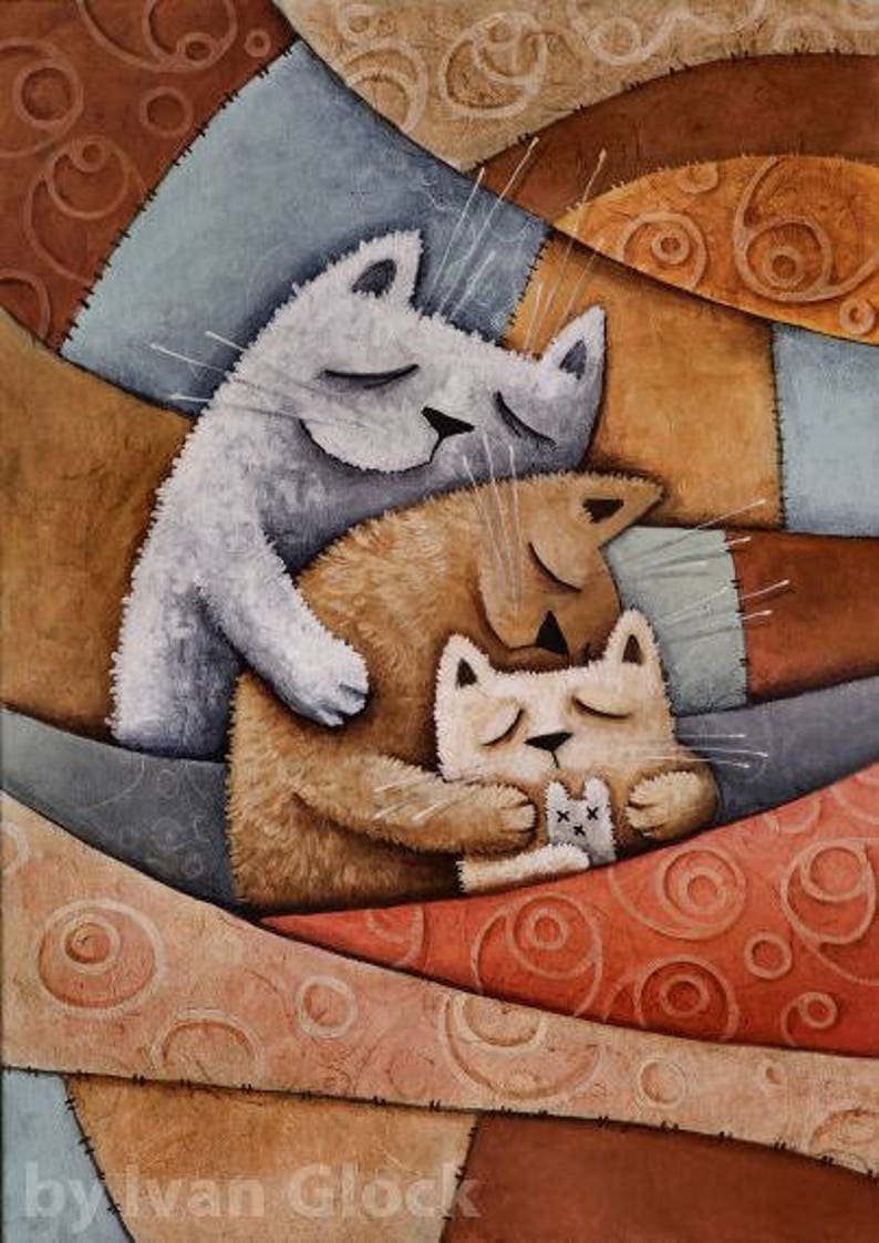 Кошачья семья рисунок