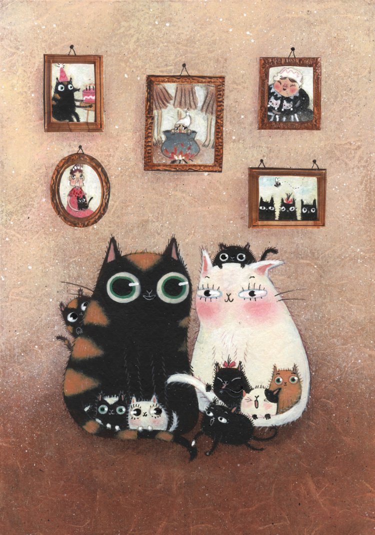 Семья котов картина