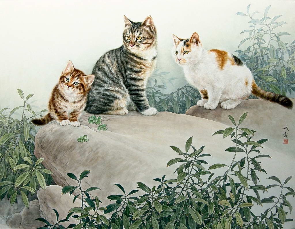 Художник XING Chengai кошки
