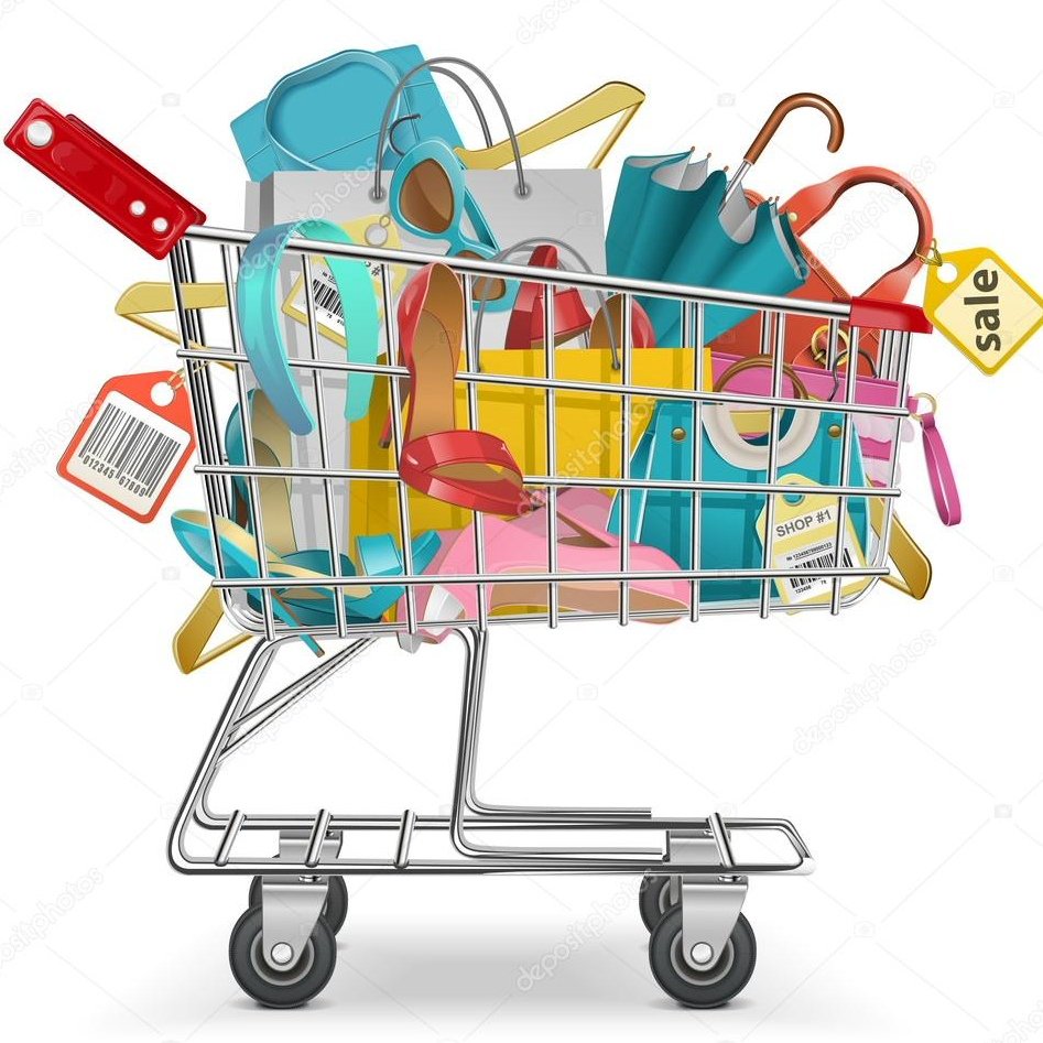 Тележка с вещами вектор