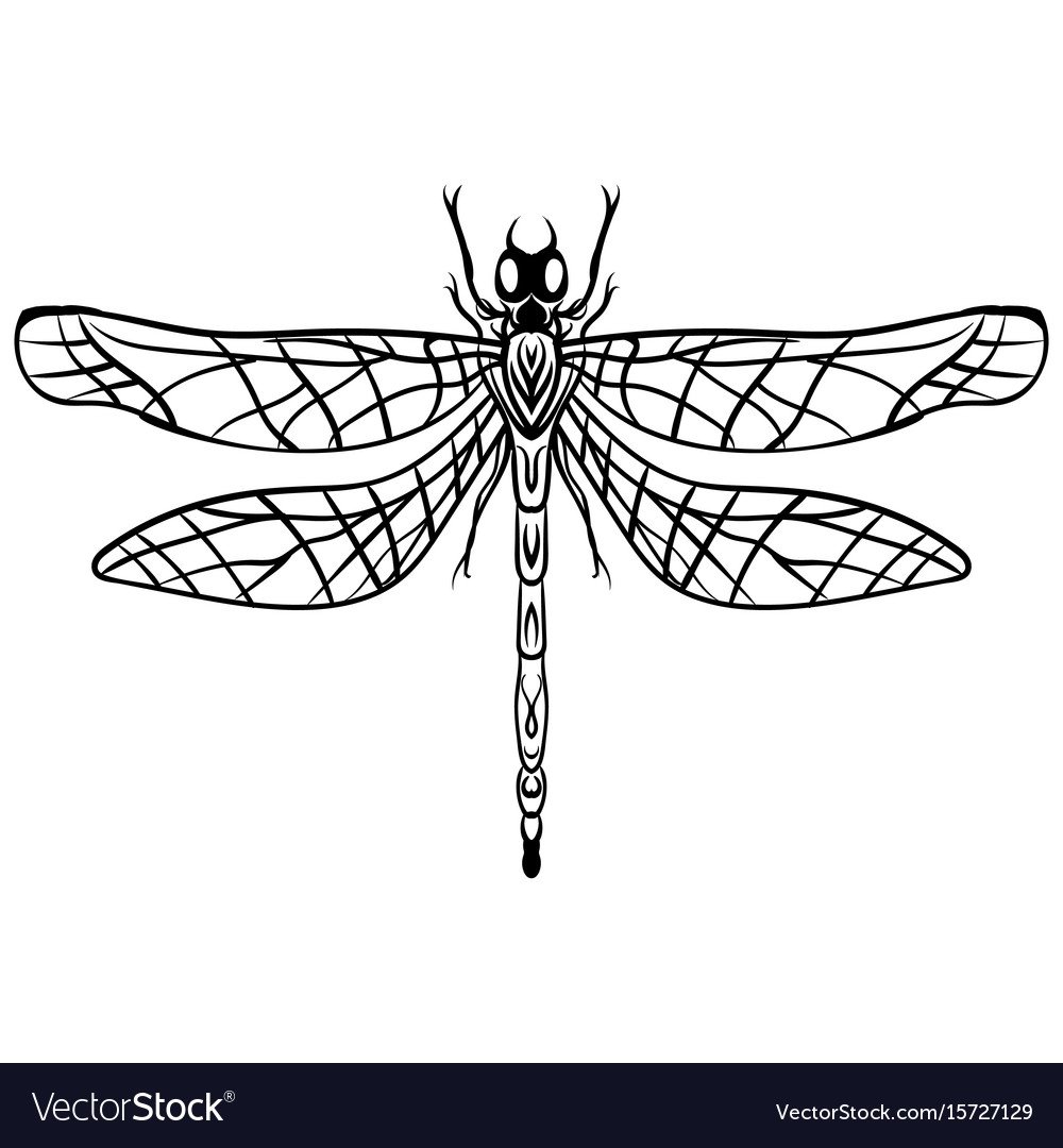 Эскиз тату Стрекоза геометрия