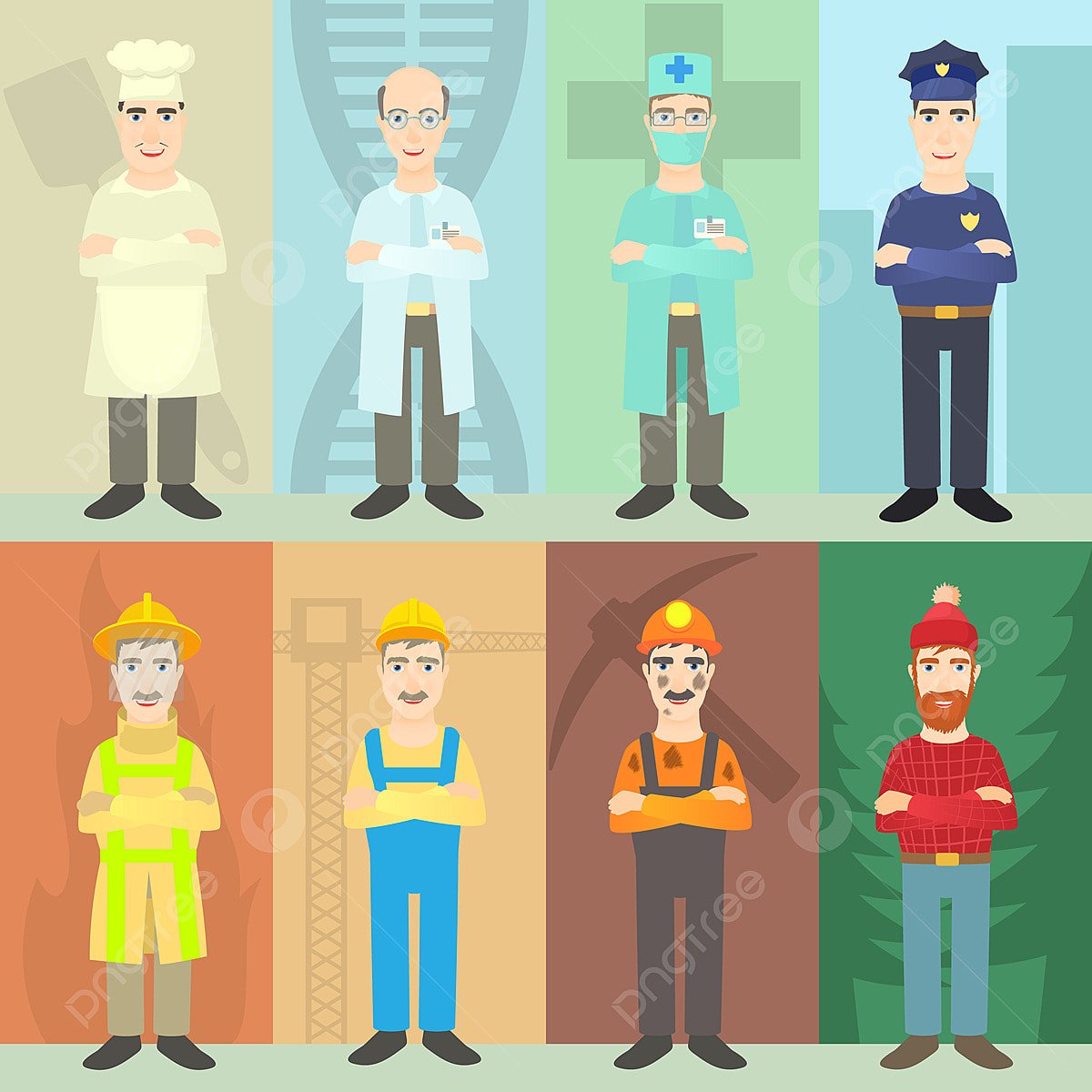 Профессии в мультяшном стиле