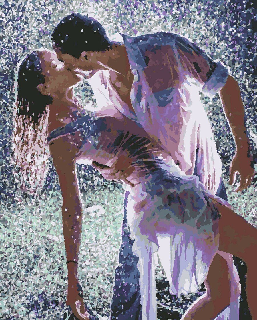 Алмазная мозаика поцелуй под дождем