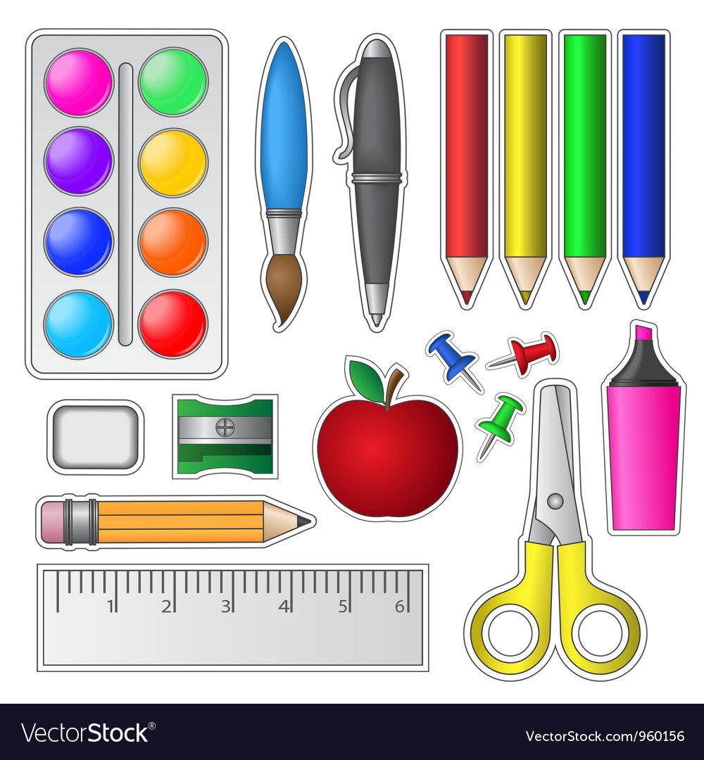 Школьные принадлежности вырезать