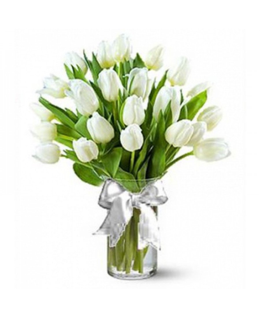 Белые тюльпаны букет в вазе