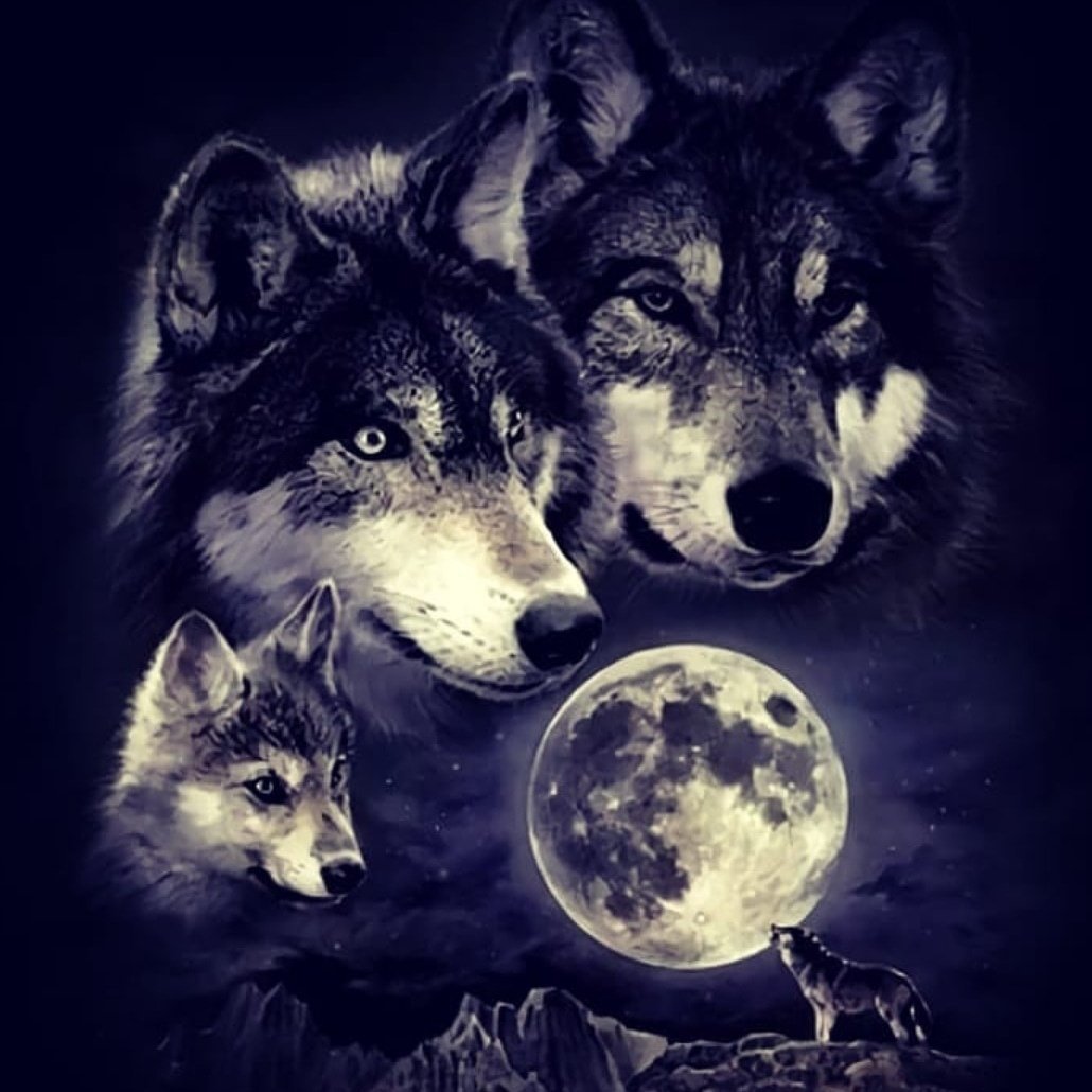 Белая волчица с волчатами