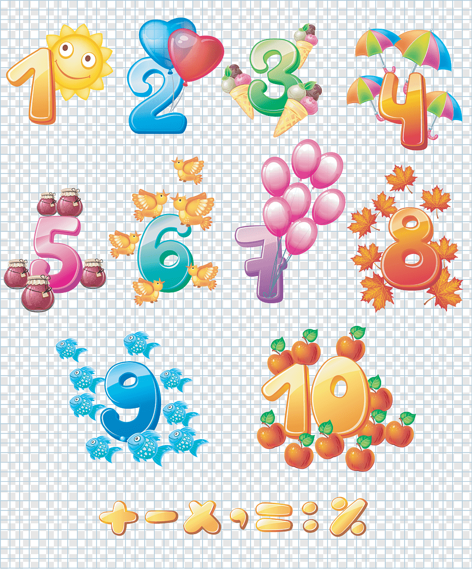 Девочка мультяшная с цифрой