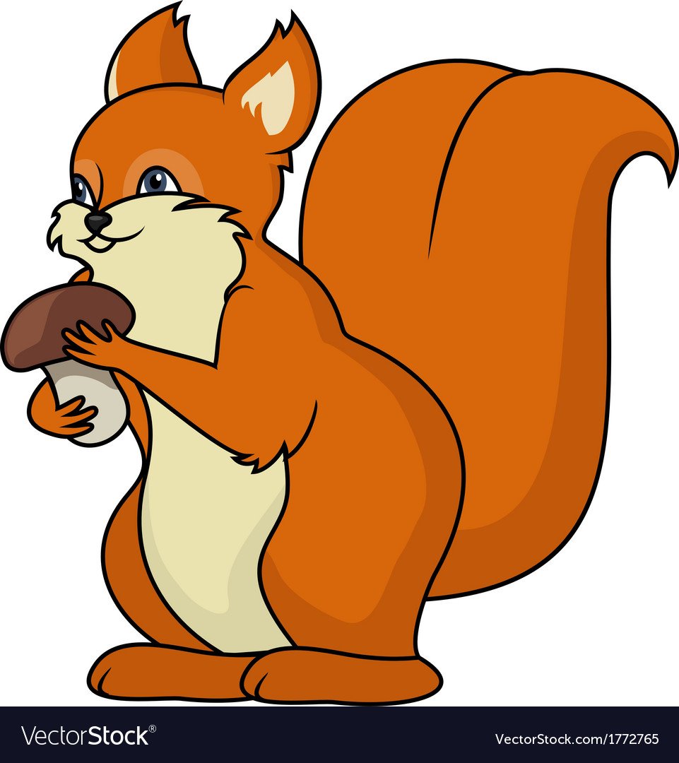 Мультяшные белка с грибом