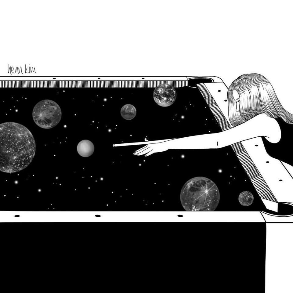 Космос черно белый арт